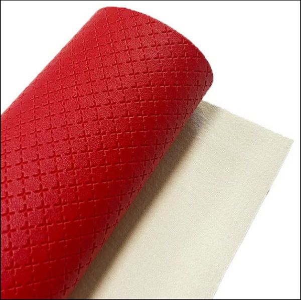 Экокожа (кожзам) для рукоделия- Плюсики, размер 20*32 см, цвет красный 07942 фото