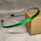 Обруч для волос (заготовка), металл, атласная лента, ширина 0,7 см, зеленый, 1 шт 019877 фото