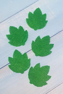 Вирубка з фетру "лист", 30*35 мм, колір-зелений, 4 шт 013608 фото