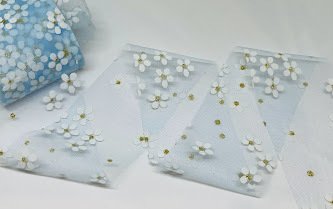 Фатин 6 см -Квітка, колір -голубий, метр 014427 фото