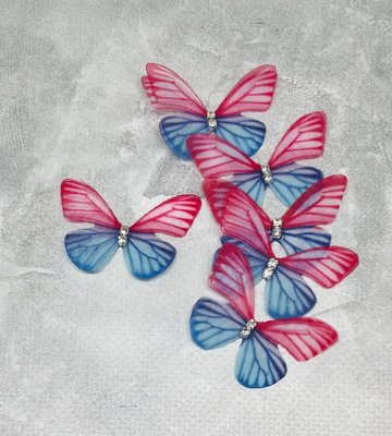 Метелик (шифон, двошарові), розмір ≈45 мм, колір-мікс, шт 014851 фото