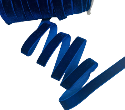 Оксамитова (велюрова) стрічка 1,5 см, колір темно-синій метр 016075 фото