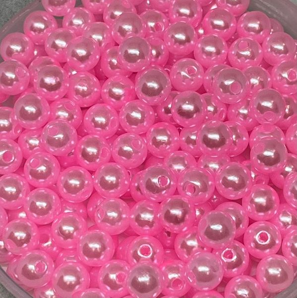 Намистини (пластикові, круглі) розмір Ø8 ММ, колір рожевий, упаковка 98-100 шт 016475 фото
