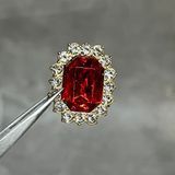 Серединка для бантиков со стразами, красный (оправа золото) 2,1&times;1,7 см, 1 шт 020727 фото