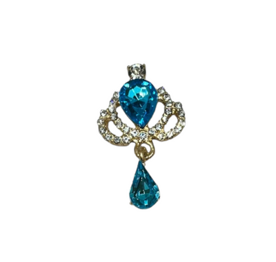Стразовий декор -Корона, розмір 30*62 мм, основа золото, камень- голубий, шт 015117 фото