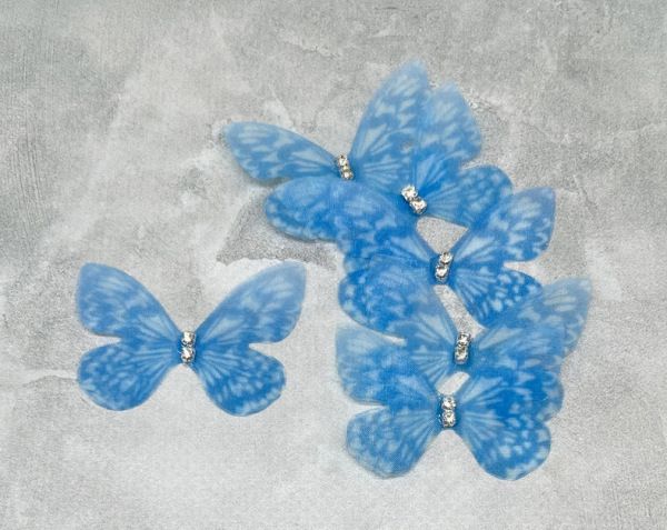 Метелик (шифон, двошарові), розмір ≈45 мм, колір-мікс, шт 014852 фото