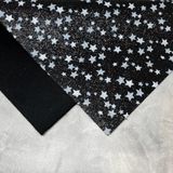 Ткань с блестками -белые звездочки на черном, размер 20*30 см. 016547 фото