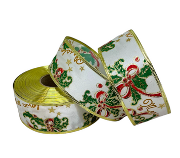 Стрічка Новорічна 5 см,-дротяний кант, 1 метр, арт 010166 010166 фото