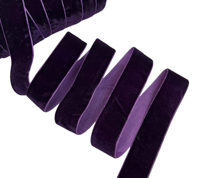 Велюровая (бархатная) лента 2,5 см, цвет-фиолетовый, метр 016077 фото