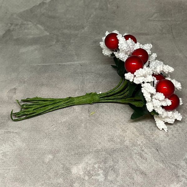 Тычинка для рукоделия с ягодами (добавка для цветов), арт 020528, букет (12 веточек) 020528 фото
