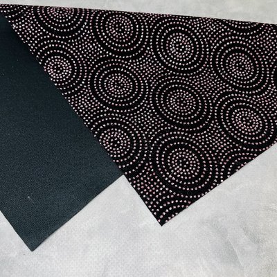 Ткань с блестками -Розовые круги на черном, размер 20*30 см 016548 фото
